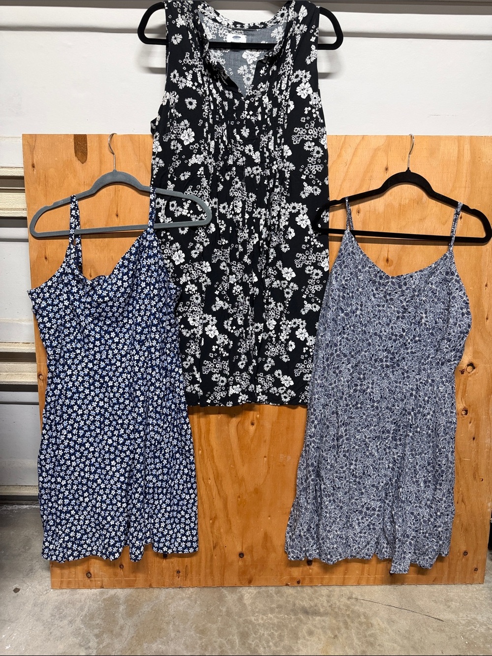 Old Navy Black and Blue Floral Button-Front & Two Blue Floral Spaghetti sundress
